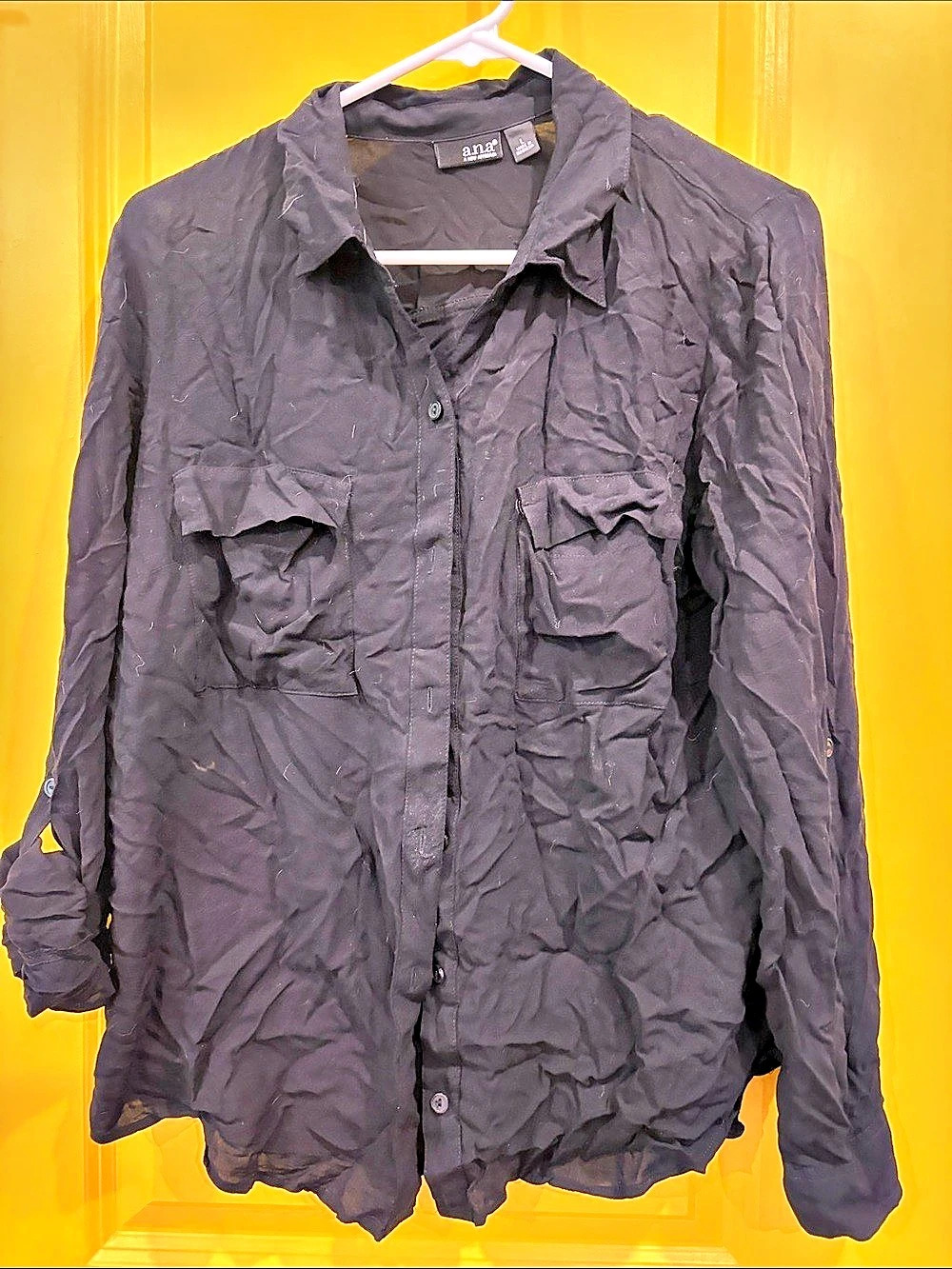 ana Black Button Down Shirt Size Large